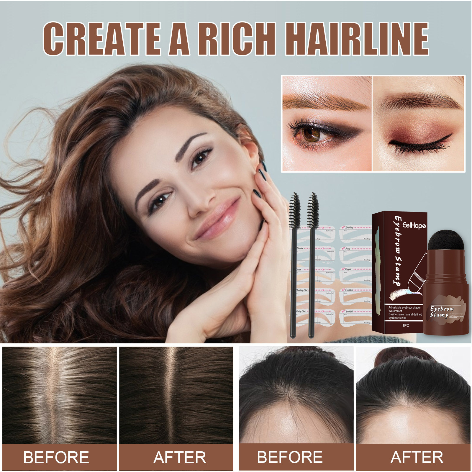 Brow Print Set Quick Brow Makeup Lazy Hairline Powder Repair Natural Waterproof Contouring Shadow - Image 8