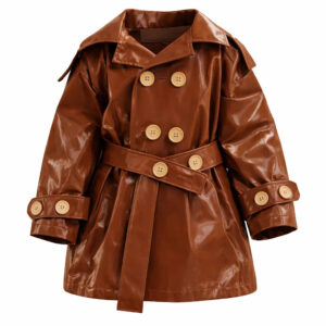 Kid's Trench Coat - Brown - Cotton