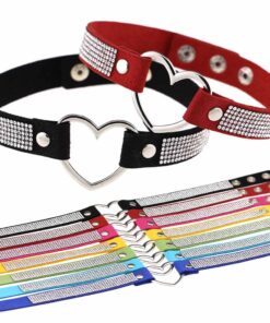Japan's Harajuku Soft Girl Black Rhinestone Peach Heart Love-Shaped Collar Women's Neck Strap Collarbone Necklace Short