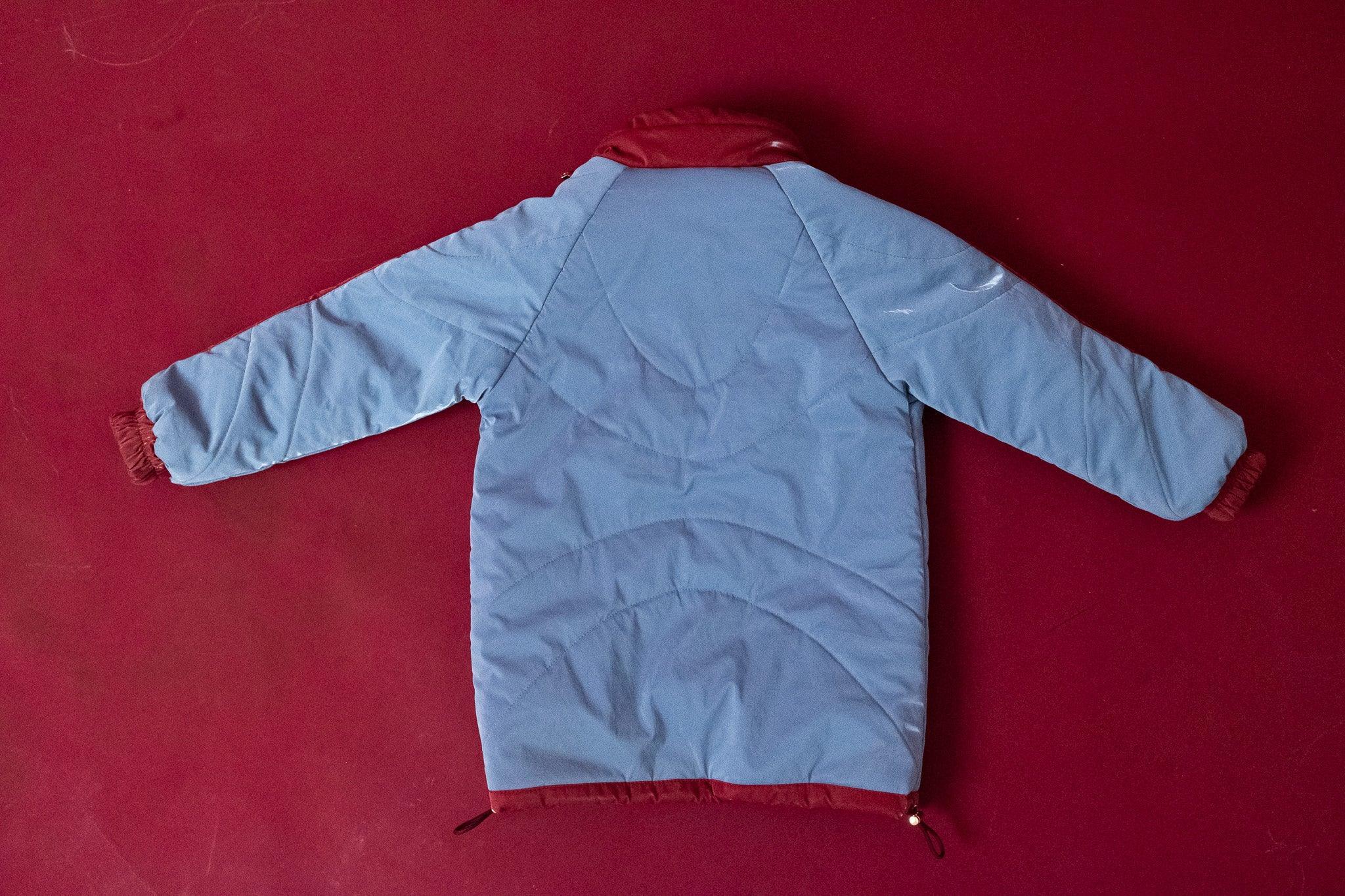 Kid's Wool Puff Jacket - Blue - Natural, Non-Toxic & Insulated with 100% Wool - Image 4