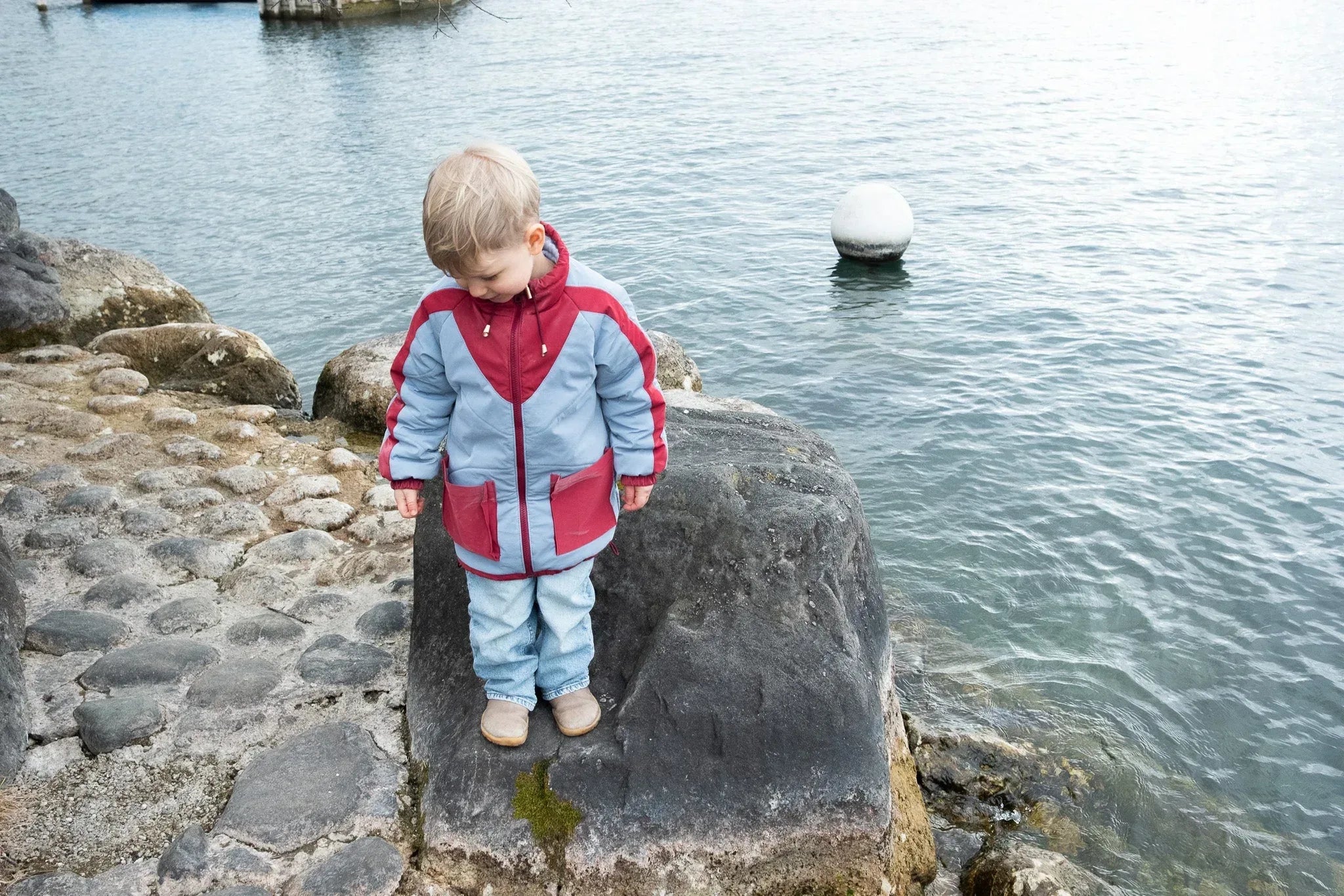 Kid’s Wool Puff Jacket – Blue – Natural, Non-Toxic & Insulated with 100% Wool