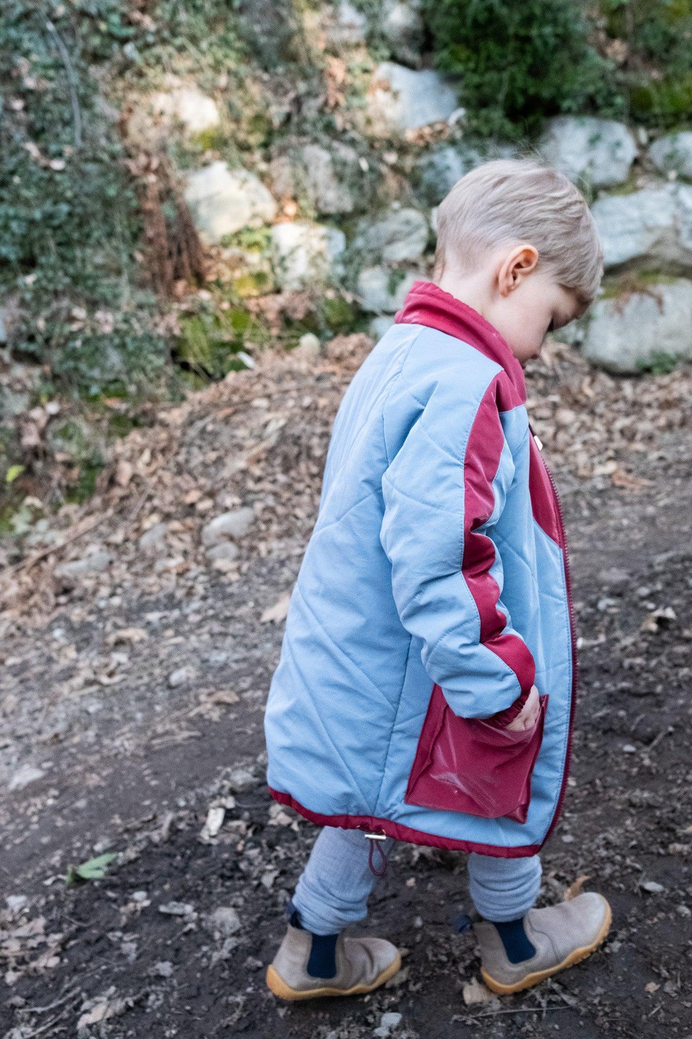 Kid's Wool Puff Jacket - Blue - Natural, Non-Toxic & Insulated with 100% Wool - Image 5