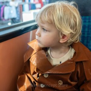 Alternative view of Kid's Trench Coat - Brown - Cotton