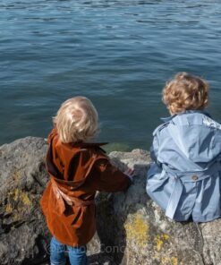 Alternative view of Kid's Trench Coat - Blue - Cotton