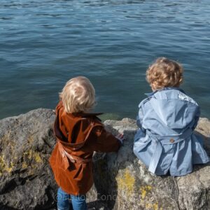 Alternative view of Kid's Trench Coat - Blue - Cotton