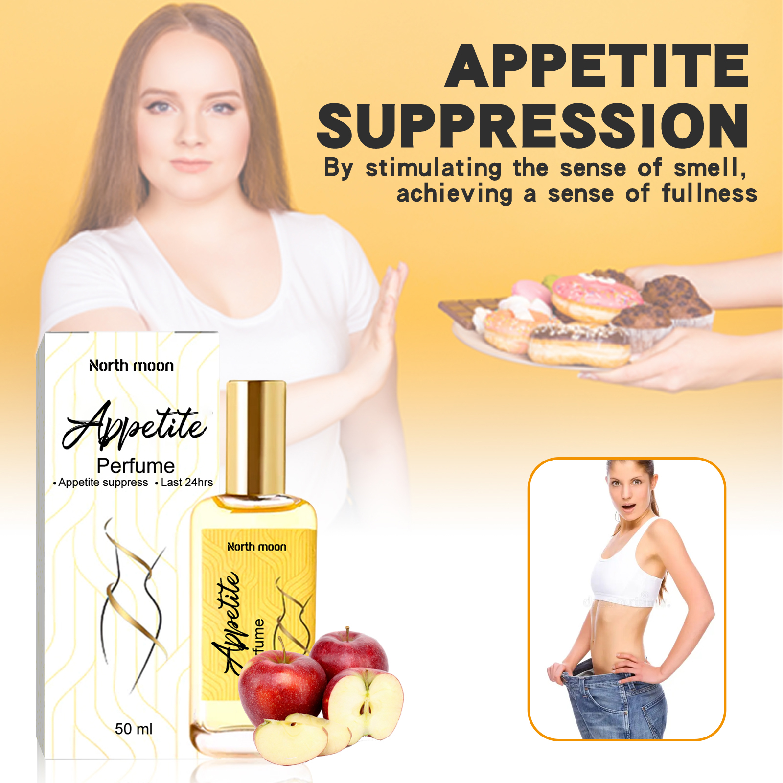 North moon Appetite Suppression Perpume, Light Fragrance Natural Fragrance Body Firming Skin Belly Bye Meat Slimming Spray - Image 3