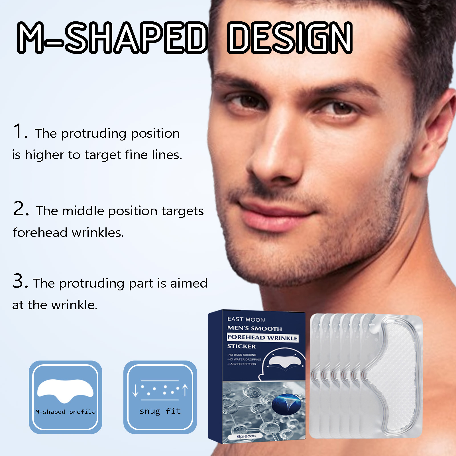 East Moon Anti-Wrinkle Forehead Patch For Men, Firming Forehead And Reducing Fine Lines And Wrinkles - Image 3