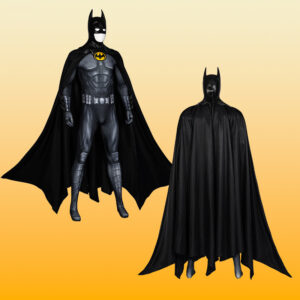 Alternative view of Hero Armor Outfit Michael Keaton Bruce Cosplay Costume Black Leather Jumpsuit Boots Cowl Full Set Halloween Suit Custom