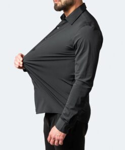 Four Sided Stretch Iron Free Men's Long Sleeve Shirt Mercerized Vertical Sense European Men's Shirt