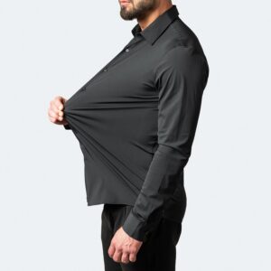 Four Sided Stretch Iron Free Men's Long Sleeve Shirt Mercerized Vertical Sense European Men's Shirt