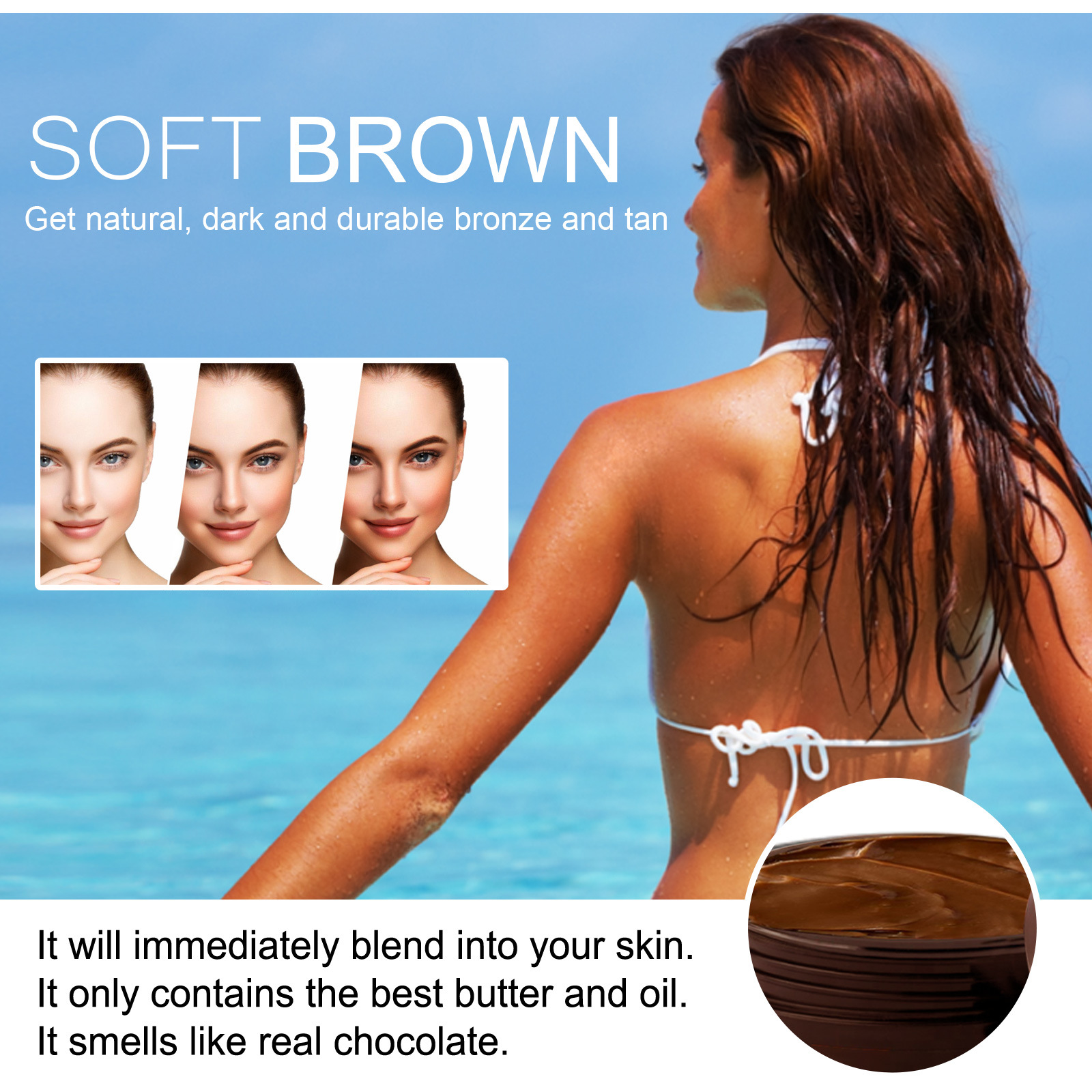 OUHOE Soft Brown, Summer Seaside Tanning Dark Tan Moisturizing Cream for Tanning Skin - Image 3