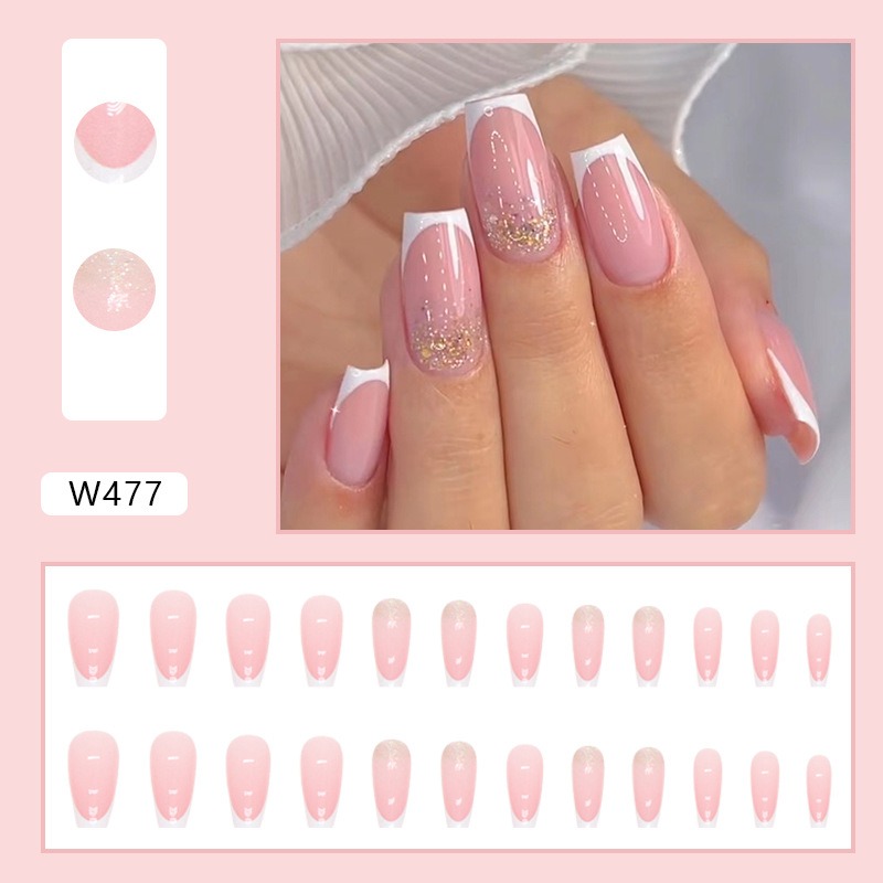 French simple glitter girl’s soft and tender wearable manicure nails - Image 5