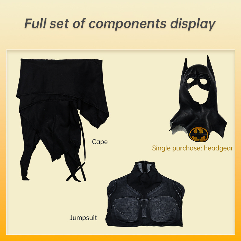 Hero Armor Outfit Michael Keaton Bruce Cosplay Costume Black Leather Jumpsuit Boots Cowl Full Set Halloween Suit Custom - Image 6