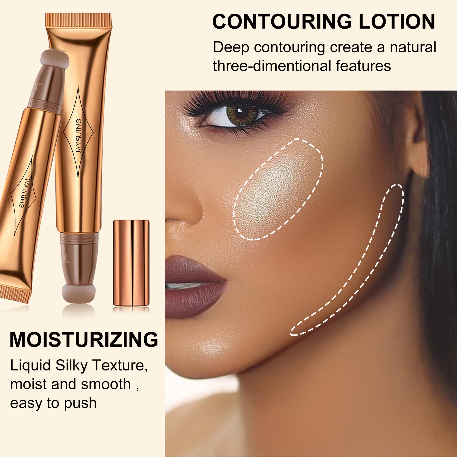 Jaysuing Multi-Functional Makeup Pen, Solid Liquid Contour Facial Blush Contour Highlighter Stick - Image 8