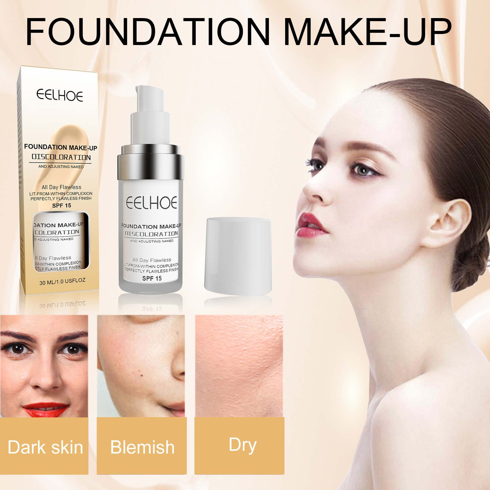 Concealer Color Change Liquid Foundation Concealer Long-Lasting Moisture Moisturizing, Moisturizing, Moisturizing, Warming, Brightening And Clear Complexion - Image 4