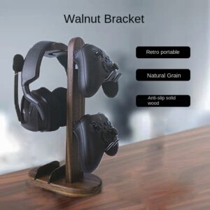 okcsc Wooden Headphone Stand Multi-functional Black Walnut Solid Wood Headphone Holder Creative Minimalist