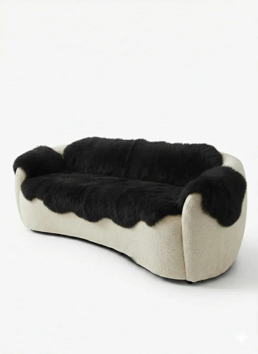 Genuine Black Sheepskin Couch Cover for Dogs — Natural Sofa Protector (Plastic-Free)