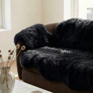 Alternative view of Genuine Black Sheepskin Couch Cover for Dogs — Natural Sofa Protector (Plastic-Free)