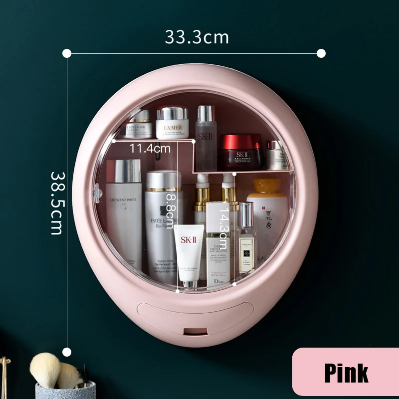 Bathroom Wall-mounted Makeup Organizer Punch-free Large Capacity Jewelry Cosmetic Storage Box Women Skin Care Beauty Rack - Image 8