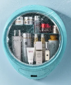 Alternative view of Bathroom Wall-mounted Makeup Organizer Punch-free Large Capacity Jewelry Cosmetic Storage Box Women Skin Care Beauty Rack