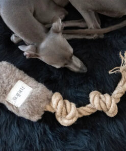 Alternative view of Natural Woolen Dog Tug Toy - Beige