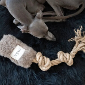 Alternative view of Natural Woolen Dog Tug Toy - Beige