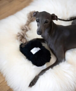 Alternative view of Natural Sheepskin Dog Tug Toy - Black