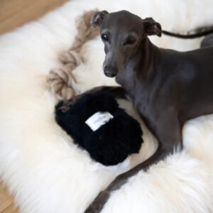 Alternative view of Natural Sheepskin Dog Tug Toy - Black