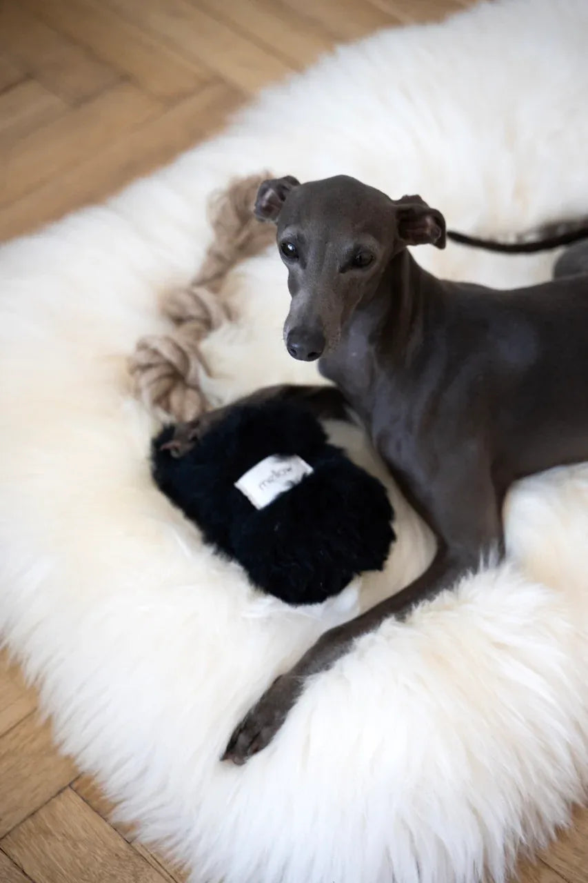 Natural Sheepskin Dog Tug Toy – Black