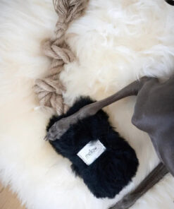 Natural Sheepskin Dog Tug Toy - Black