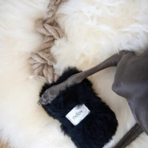 Natural Sheepskin Dog Tug Toy - Black