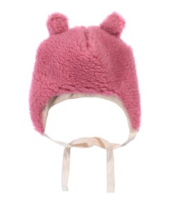 Pink Bear Woolen Baby Hat