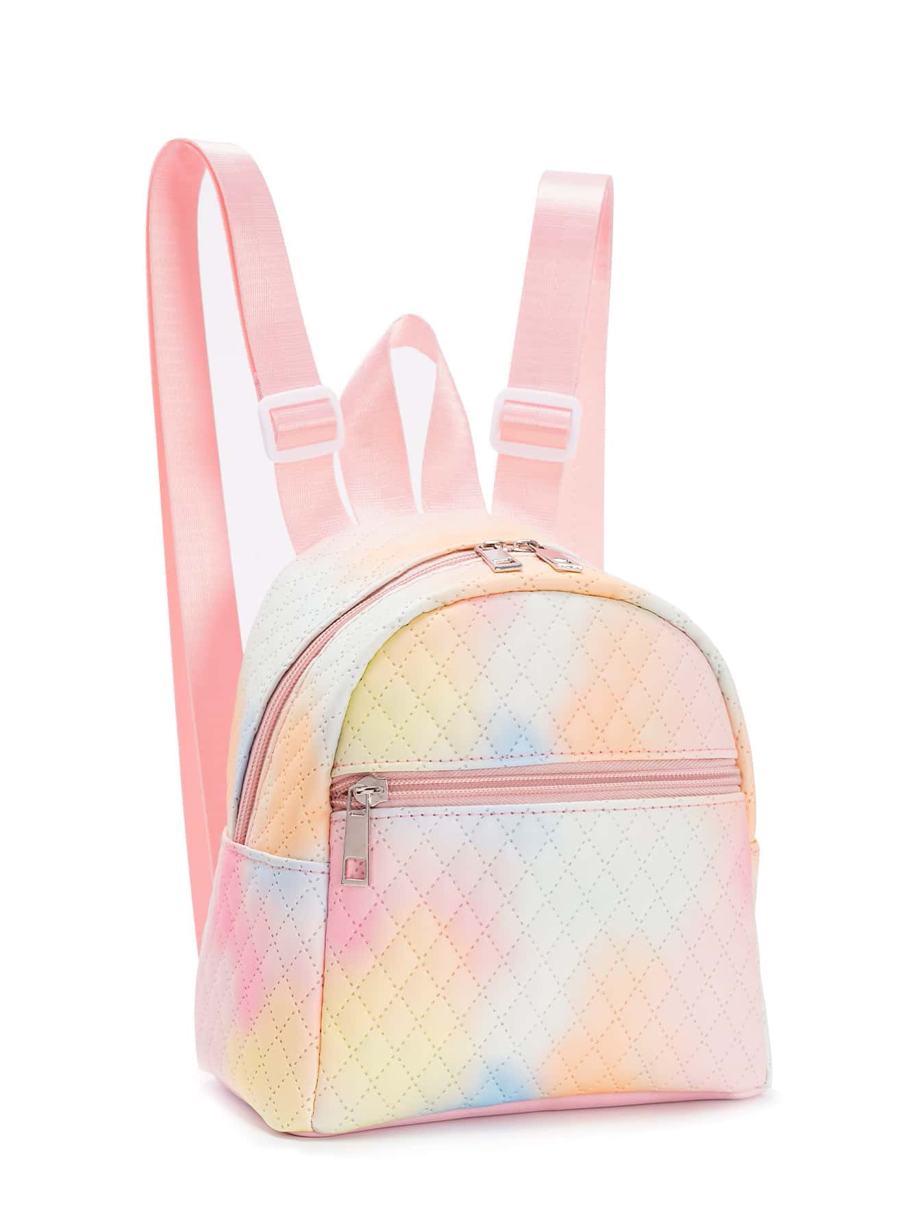 Grenzüberschreitender Außenhandel Hot Selling Rucksack Damenregenbogen Mehrfarbig PU Gesteppter Mini-Rucksack Mode Freiz