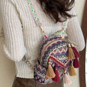 Alternative view of 2026 Neues leichtes Damen-Rucksack mit ethnischem Stil Crossbody-Tasche Modischer vielseitiger kleiner Rucksack für Reisen