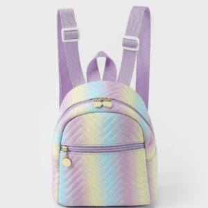 Grenzüberschreitender Außenhandel Hot Selling Rucksack Damenregenbogen Mehrfarbig PU Gesteppter Mini-Rucksack Mode Freizeit High-End-Schultasche
