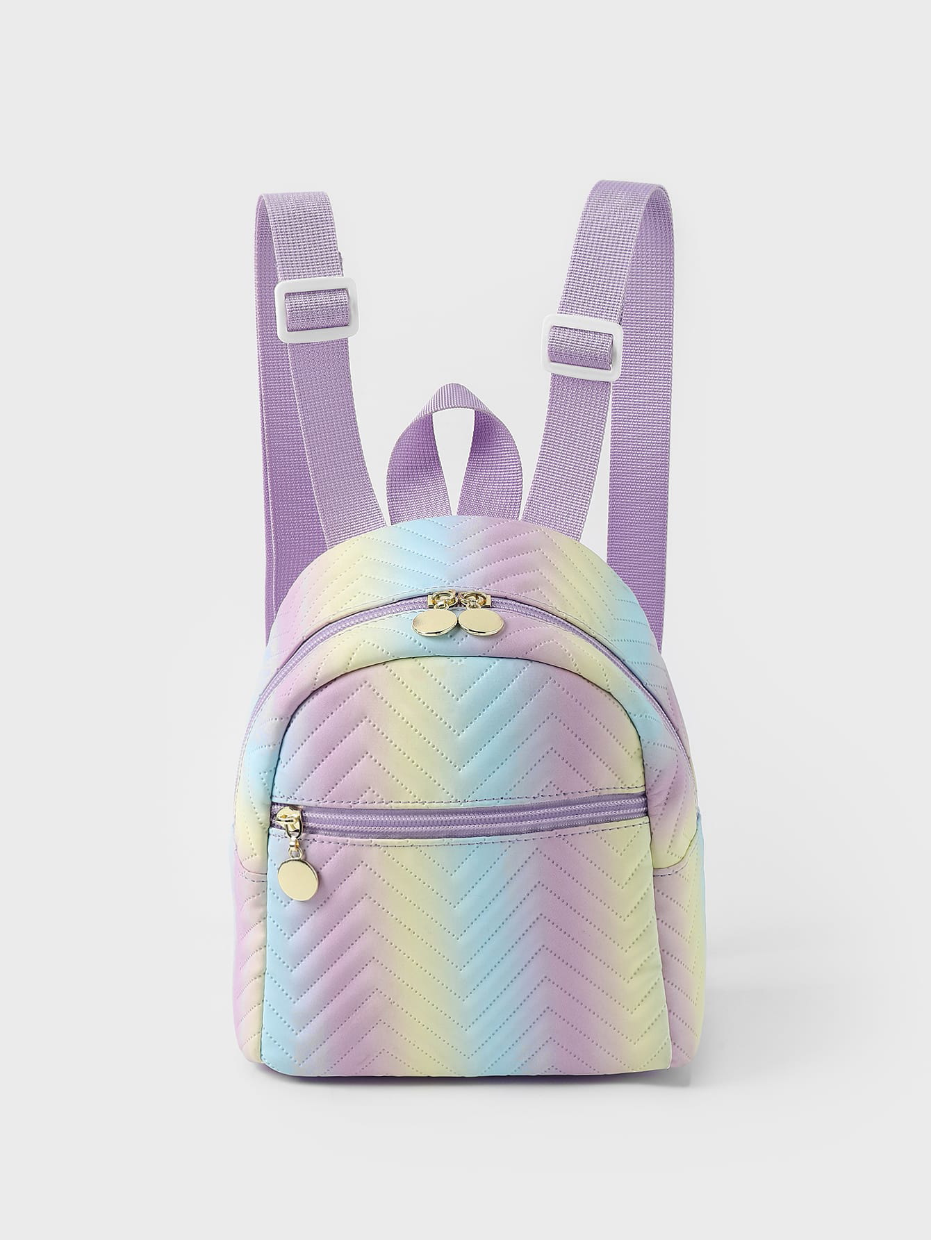 Grenzüberschreitender Außenhandel Hot Selling Rucksack Damenregenbogen Mehrfarbig PU Gesteppter Mini-Rucksack Mode Freiz