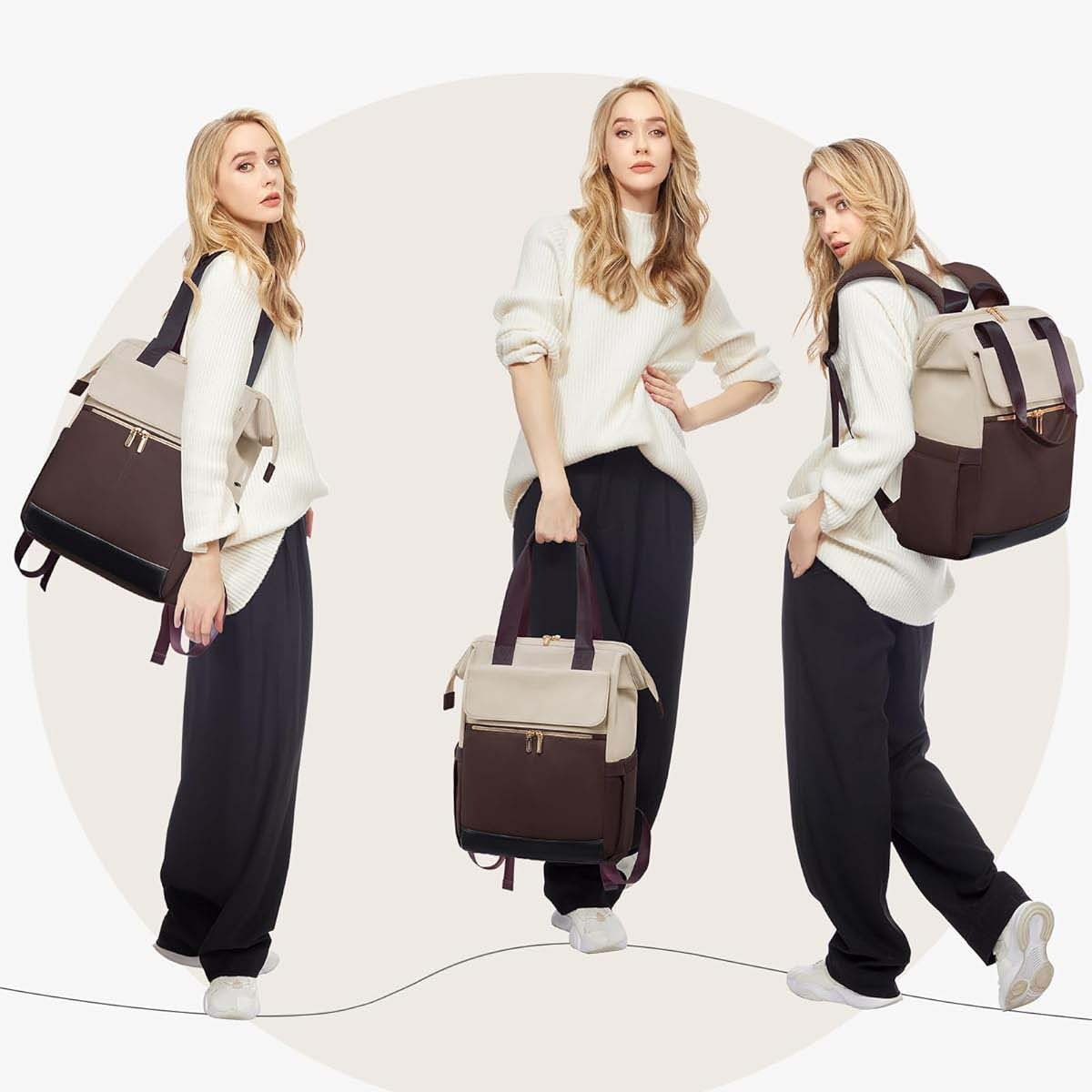 Spot Factory grenzüberschreitender einfacher Damen-Reiselaptop mit großem Gepäck und Kontrastrucksack