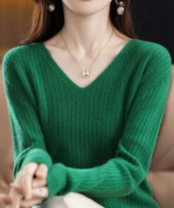 Alternative view of Neuer gestrickter Strick-Pullover mit V-Ausschnitt Damen für Herbst/Winter 2025 – locker langärmliger Pullover mit Pullover darunter