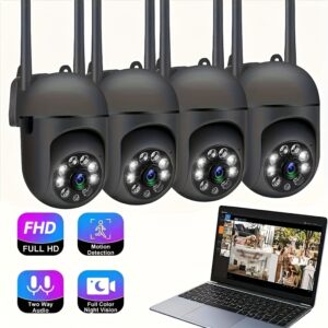 Alternative view of 4 Units of 360° Pan-tilt Wireless Cameras with 1080P Full HD Video | USB Power Supply Design for Easy Installation | 24-hour Full-color Night Vision + Human Shape Detection + Two-way Intercom | 2.4G WiFi Home Monitor + Mobile Alarm