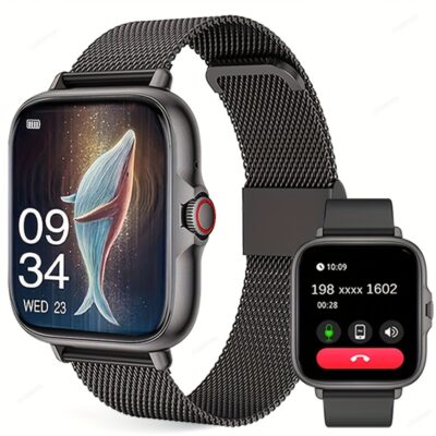 New Full-touch Large-screen Smartwatch - USB Rechargeable, Supports Wireless Calls/dial/message Reminders, Multiple Sports Modes, Remote and Music, with Stainless Steel Strap, the Perfect Gift for Family and Friends, for iPhone and Android