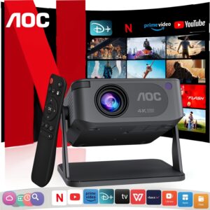 The AOC HA109 Projector Features Built-In Wifi And Wireless Applications, Supports a Local Resolution of 4K 720P, And Has a FHD 270° Adjustable Automatic Keystone. It Is Compatible with HDTV, Laptops, And PS5