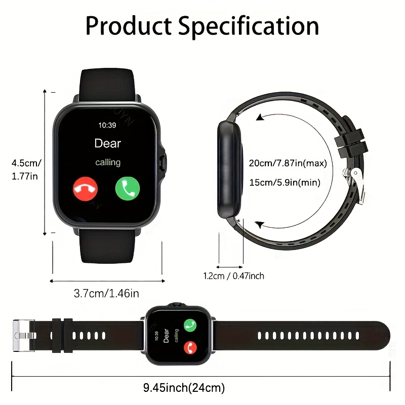 New Full-touch Large-screen Smartwatch – USB Rechargeable, Supports Wireless Calls/dial/message Reminders, Multiple Spor
