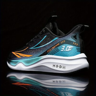 Men's Breathable Mesh Running Shoes - Casual Athletic Sneakers with Striped Design, Lace-Up, Perfect for Spring/Summer/Fall