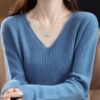Neuer gestrickter Strick-Pullover mit V-Ausschnitt Damen für Herbst/Winter 2025 – locker langärmliger Pullover mit Pullover darunter