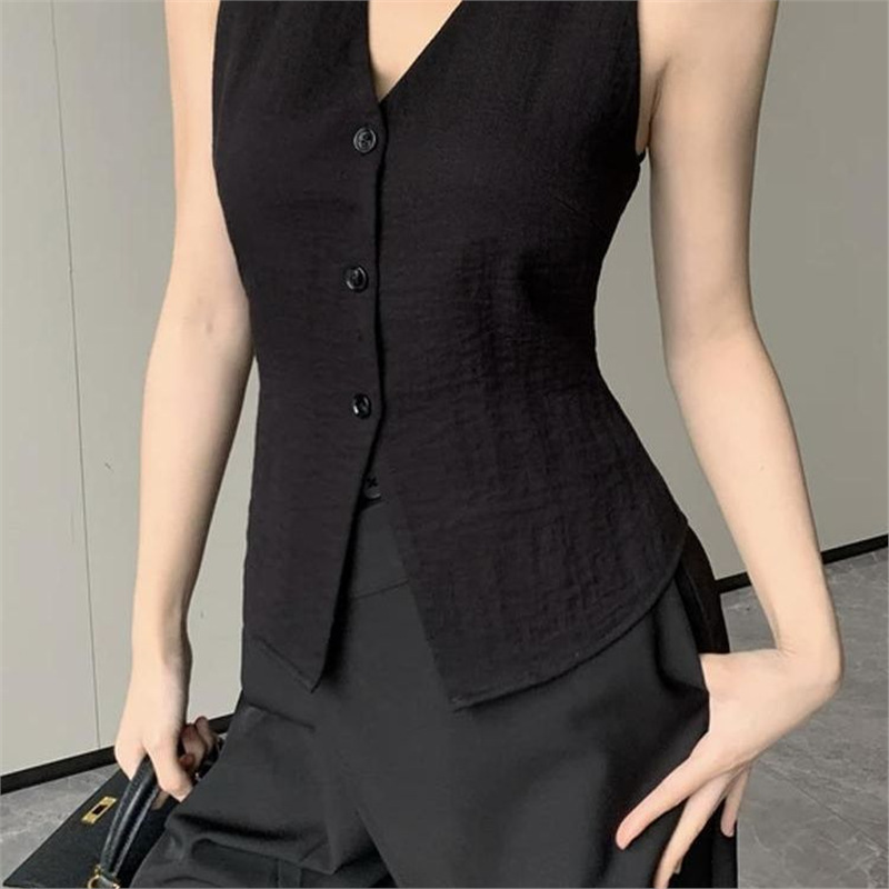 Elegante Weste für Frauen, Sommer-Oberbekleidung, 2025 neues slim-fit, modisches ärmelloses Oberteil für den Sommer, dün
