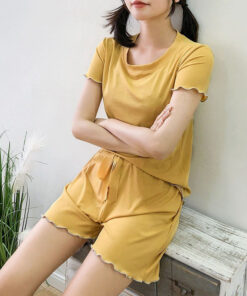 Alternative view of 2025 Frühling/Sommer neuer Pilz-Cool-Suit-Damen-Pyjamas, Casual-Mode-Zweiteiler-Set Damen-Slimming-Loungewear