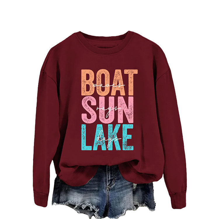 Amazon, unabhängige Seite, Mode, Boot Sun, Lake Waves, Herbst/Winter, neuer Sweatshirt für Frauen, vielseitiger Stil - Image 4