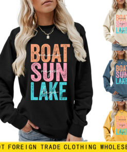 Amazon, unabhängige Seite, Mode, Boot Sun, Lake Waves, Herbst/Winter, neuer Sweatshirt für Frauen, vielseitiger Stil