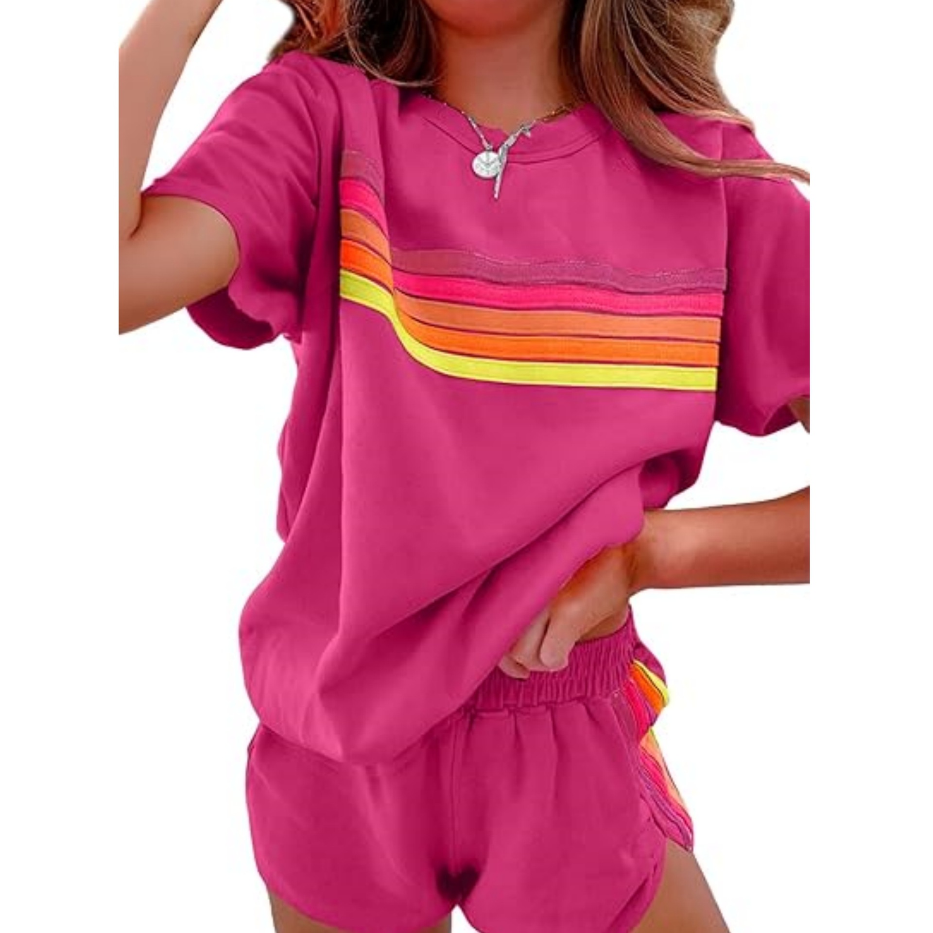 Amazon-grenzüberschreitende Frühling/Sommer-Frühlings-/Sommer-Neubausets für Damen, europäischer und amerikanischer minimalistischer Stil, farblich blockierende modische Freizeitsets - Image 5