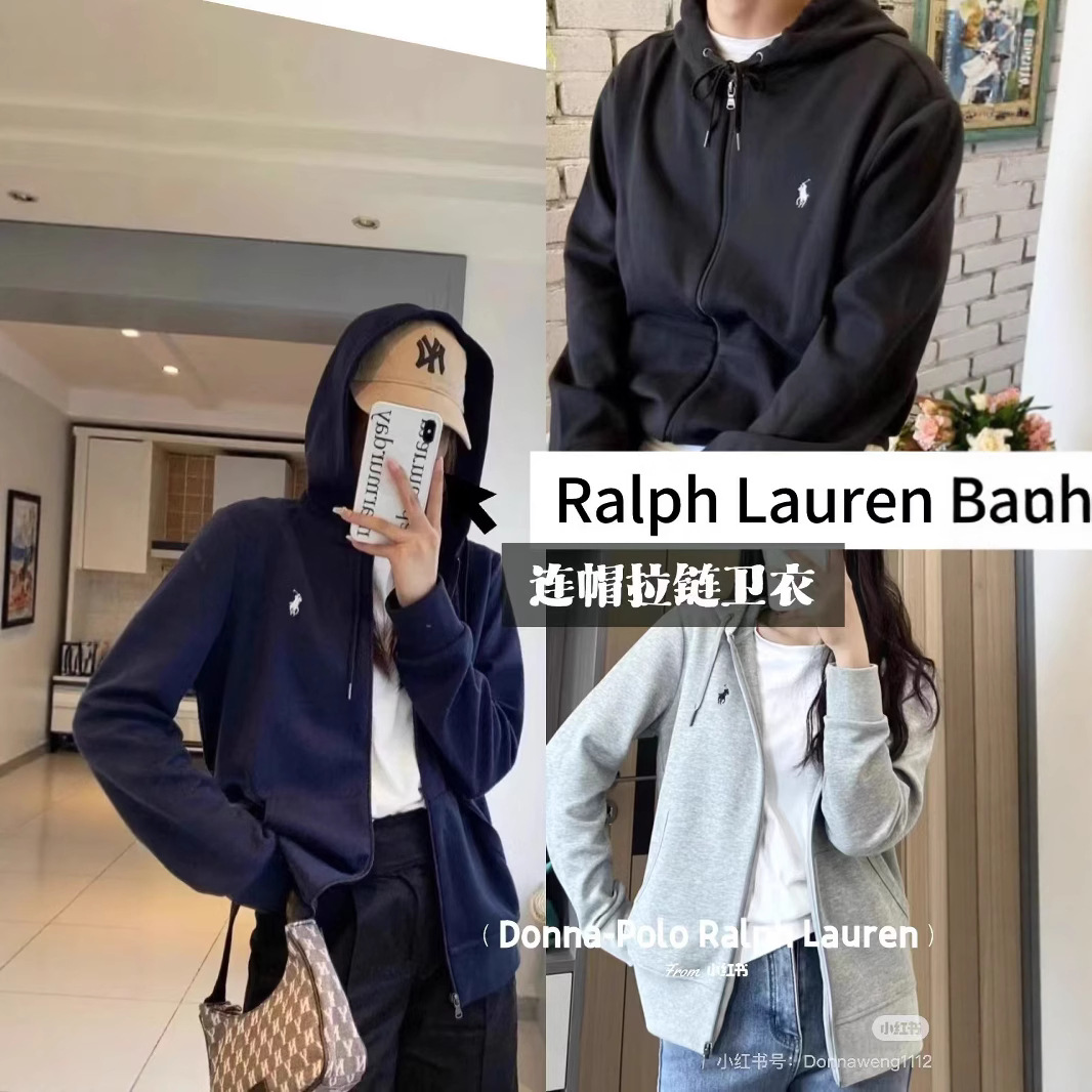 Grenzüberschreitende exklusive Rough RL-Basic-Strickjacke, Pony-Sticking-Logo, Kapuzenpullover und Unisex-Reißverschluss